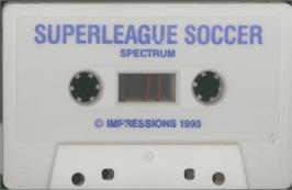 Cartridge artwork for Superleague Soccer on the Sinclair ZX Spectrum.